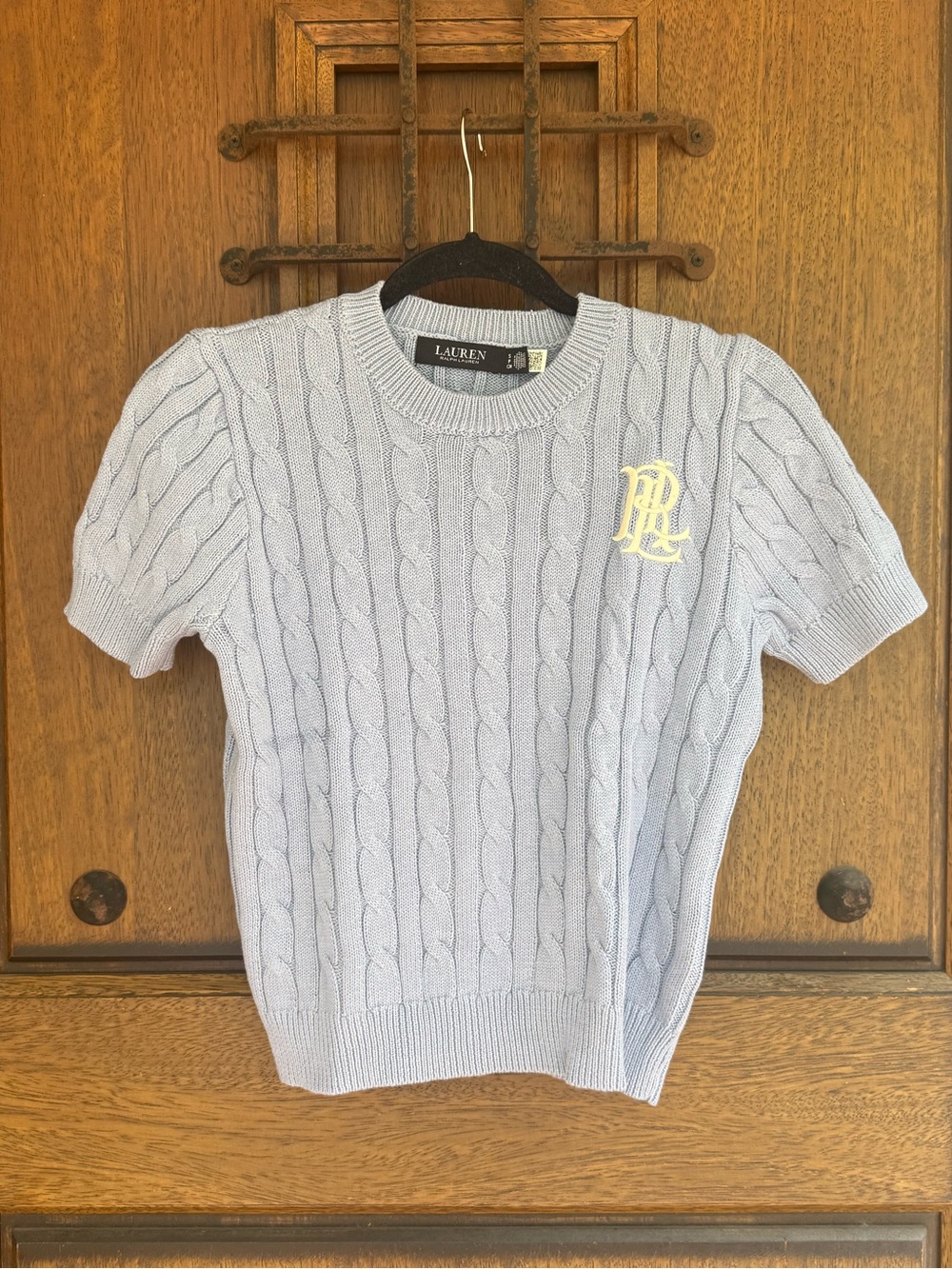 Ralph Lauren  Baby Blue Cable-Knit Crewneck Sweater Size XS